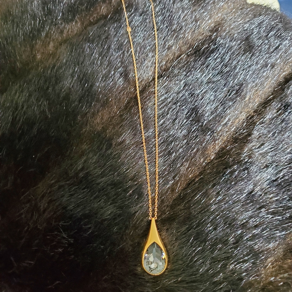 Swarovski Rose Gold Gray Tear Drop Necklace